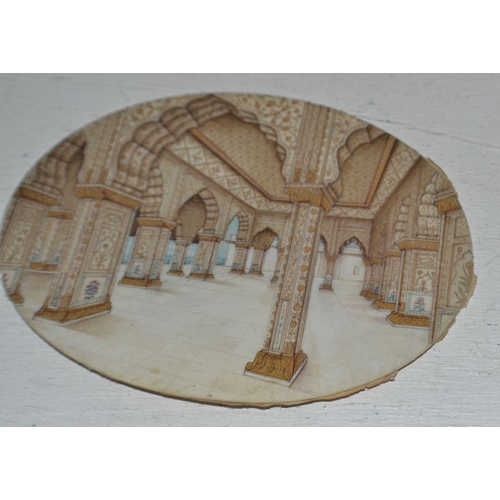 285 - A 19TH CENTURY INDIAN IVORY MINIATURE PAINTING ON IVORY of the interior of the Red Fort in Delhi c.1... 