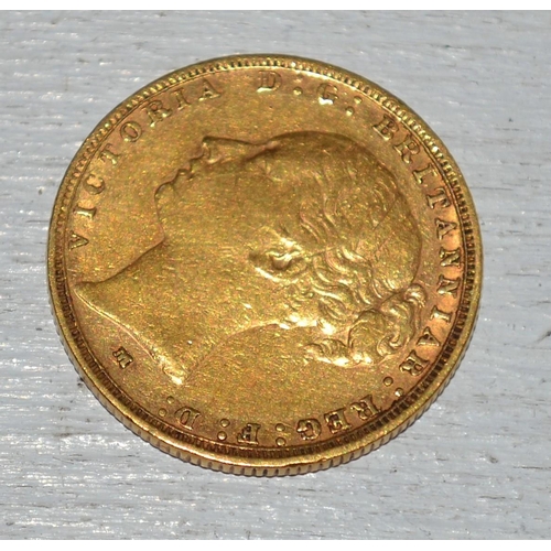 555 - A Victorian St George full gold sovereign coin - 1883 Melbourne mint with faint small BP