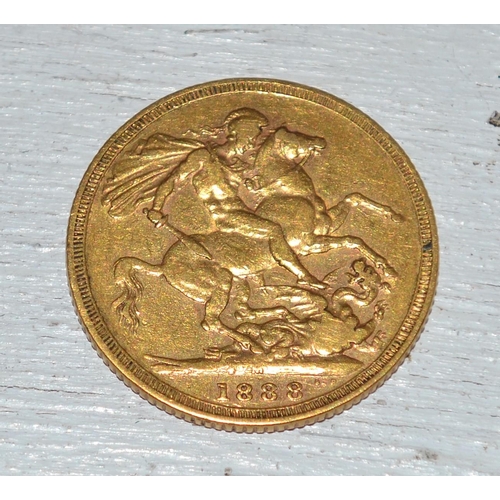 557 - A Victorian St George full gold sovereign coin - 1888 Melbourne mint with Jubilee head