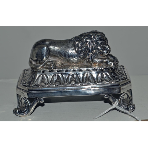 640 - A superb quality silver model of a Lion - probably 19th century - marks obscured but possibly French