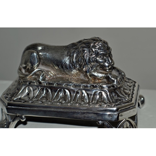 640 - A superb quality silver model of a Lion - probably 19th century - marks obscured but possibly French