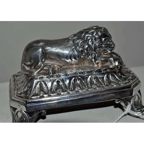 640 - A superb quality silver model of a Lion - probably 19th century - marks obscured but possibly French