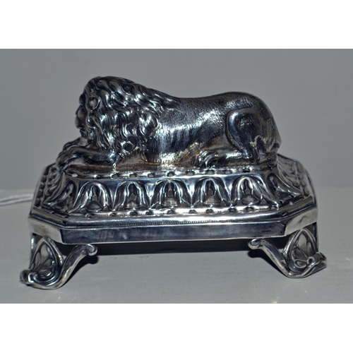 640 - A superb quality silver model of a Lion - probably 19th century - marks obscured but possibly French