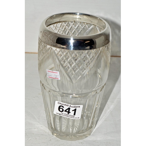 641 - A silver rimmed cut glass vase - Chester 1911