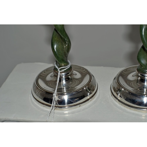 645 - An unusual pair of silver and Bakelite barley twist candlesticks - Birmingham 1927