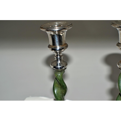 645 - An unusual pair of silver and Bakelite barley twist candlesticks - Birmingham 1927