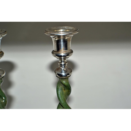 645 - An unusual pair of silver and Bakelite barley twist candlesticks - Birmingham 1927