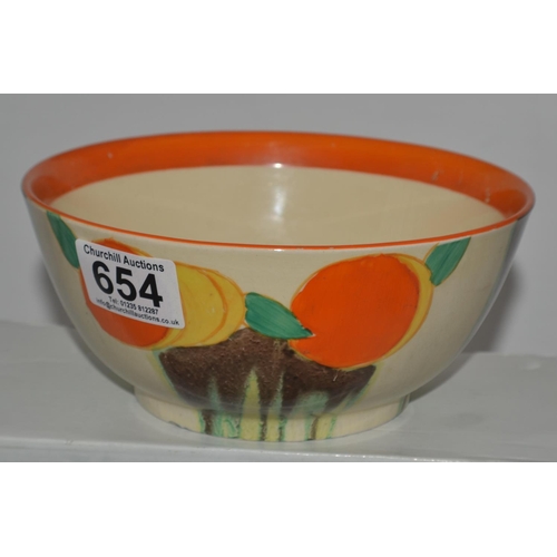 654 - A Clarice Cliff fruit bowl in the Delecia Citrus pattern