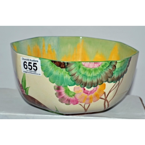 655 - A Clarice Cliff fruit bowl in the Aurea pattern