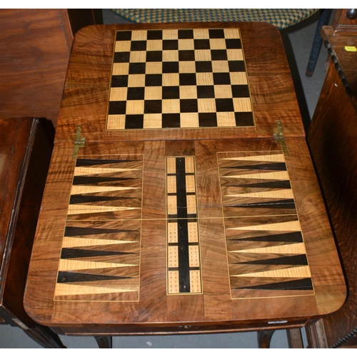 66 - A Victorian Burr Walnut sewing and games table