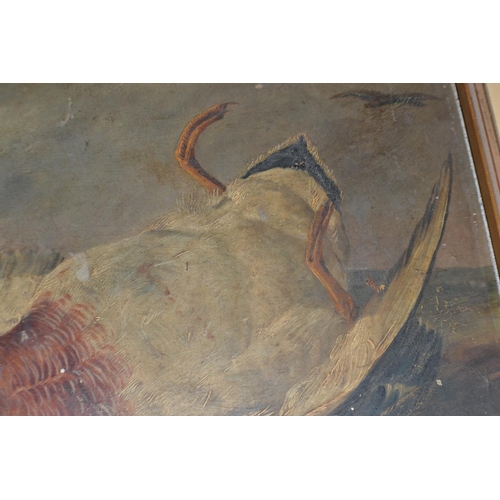 219 - An antique oil on board of a Duck - probably Victorian but unsigned