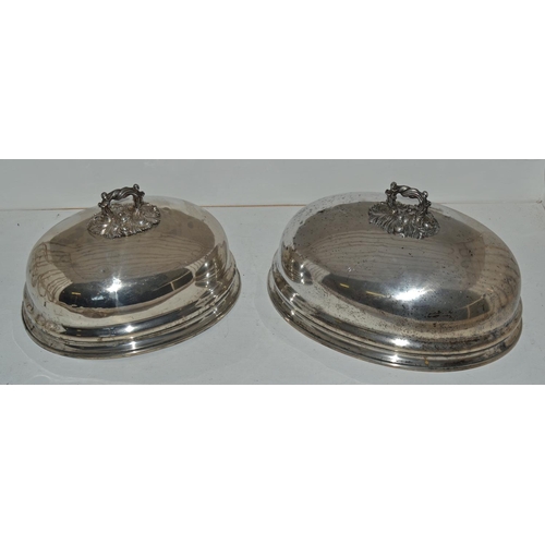 640a - 2 Large 19th century Sheffield Plated meat domes