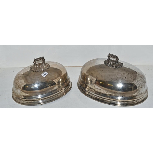 640a - 2 Large 19th century Sheffield Plated meat domes