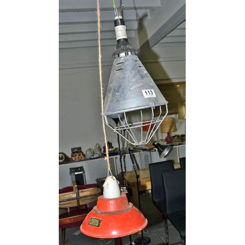 113 - 2 industrial hanging lamps