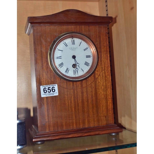 656 - A JW Benson mantle clock with pendulum