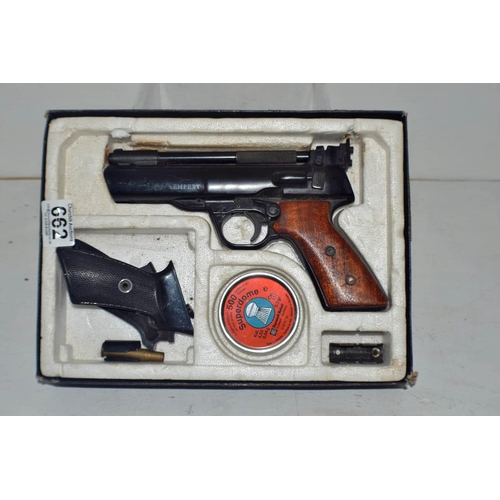 662 - A Webley Tempest Air Pistol in original box with replacement grips - original grips included