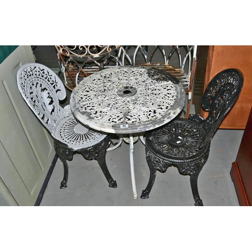 98 - Aluminium patio table and 2 chairs