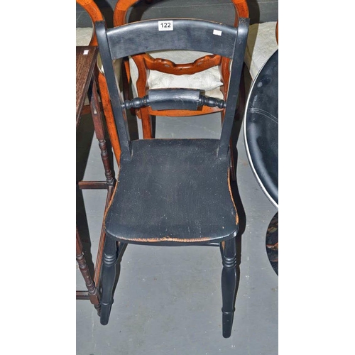 122 - Black stained antique kitchen chair