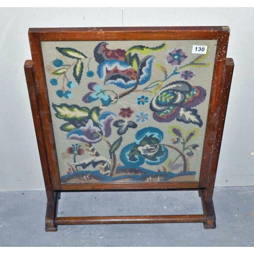 130 - Oak tapestry fire screen