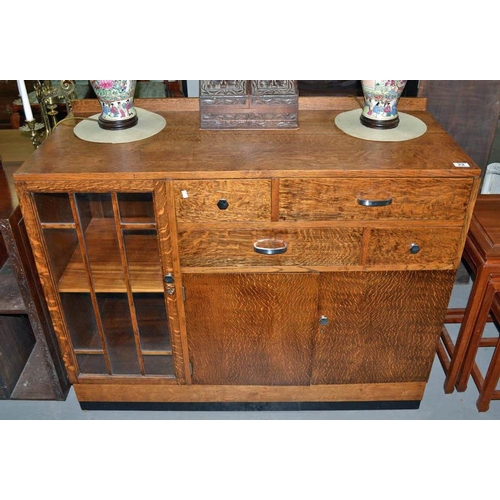 22 - Art Deco period oak cupboard of unusual form