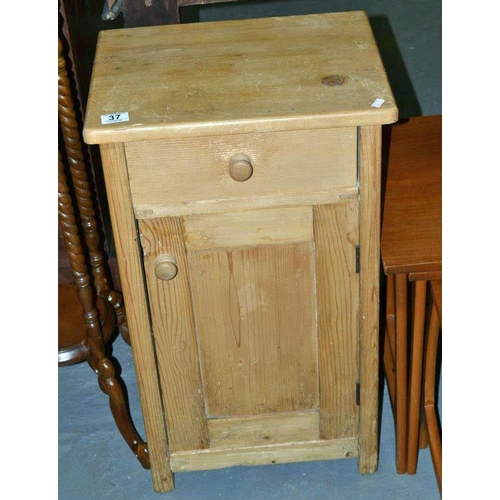 37 - Antique pine bedside cabinet