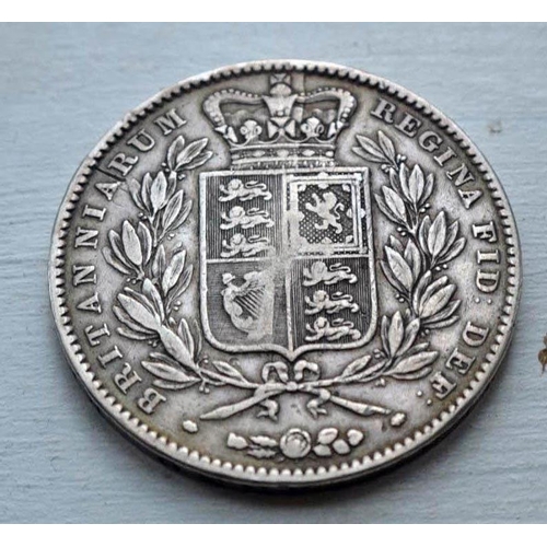 535 - A Victorian 1844 silver crown coin with Cinquefoil stops