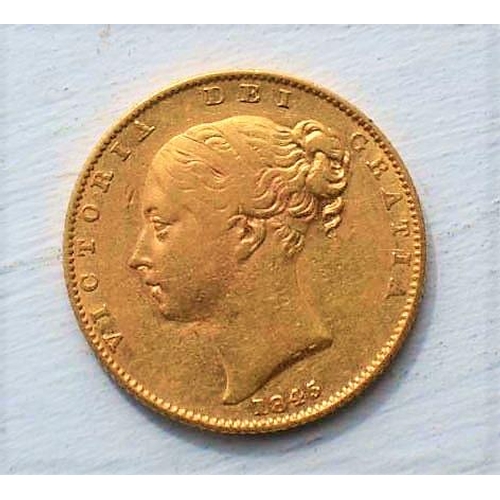 538 - A Victorian 1845 Shield Back 22ct gold full sovereign coin