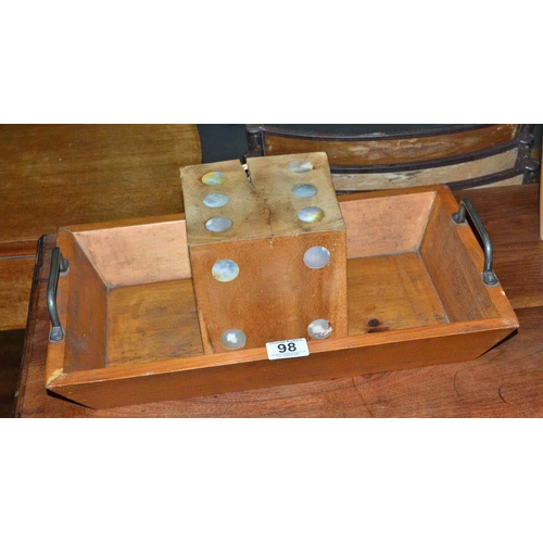 98 - Wooden tray and dice