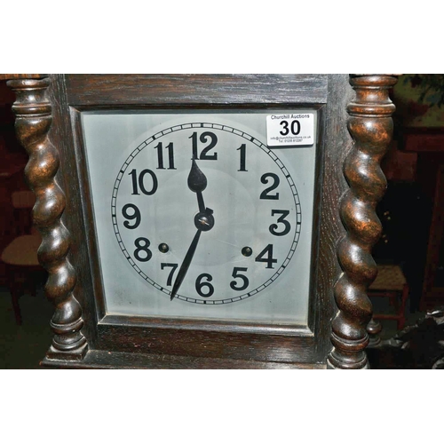 30 - 1930's oak cased small long case clock