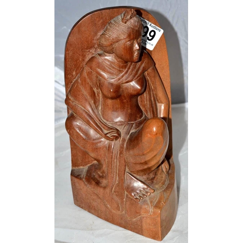 699 - A vintage carved wooden figure of a Asian woman