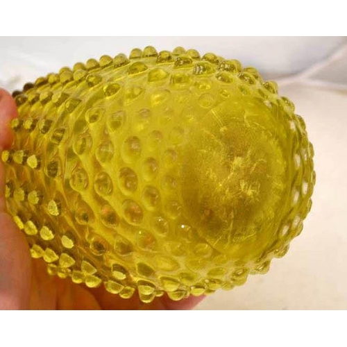 700 - A Yellow and Red retro hobnail type glass vase in the manner of Whitefriars