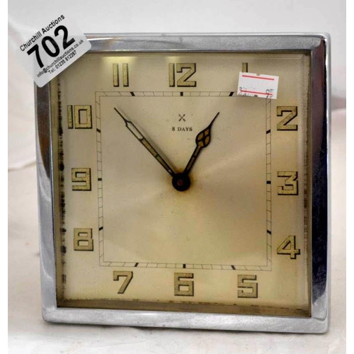 702 - An Art Deco period chrome cased clock