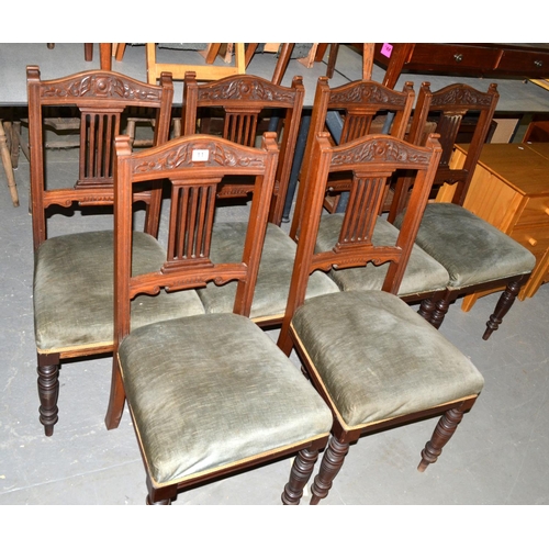 11 - 6 antique dining chairs with carved details