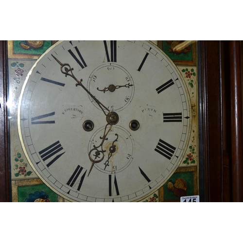 145 - An antique longcase clock with painted dial by Robertson of Perth