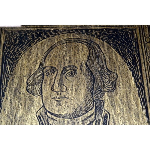 216 - Large George Washington brass rubbing in frame