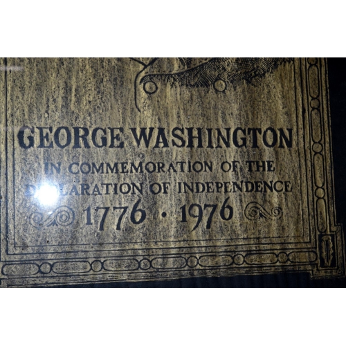 216 - Large George Washington brass rubbing in frame