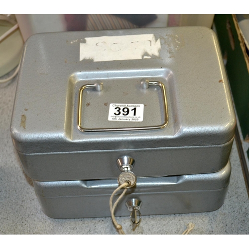 391 - 2 cash boxes and keys