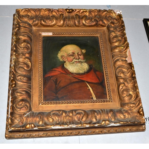 196 - A 19th century oil on canvas of Falstaff in highly decorative gilt frame - unsigned -  17