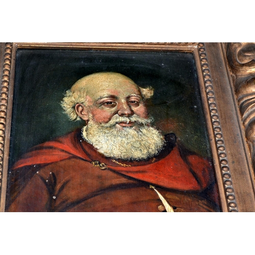 196 - A 19th century oil on canvas of Falstaff in highly decorative gilt frame - unsigned -  17