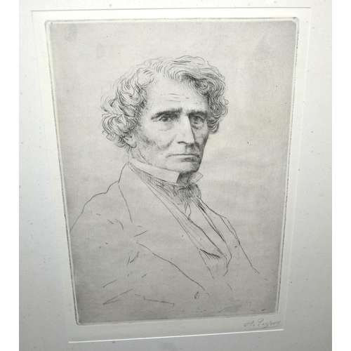 198 - Alphonse Legros 1837-1911 - A framed original proof etching of Hector Berlioz (composer) - signed lo... 