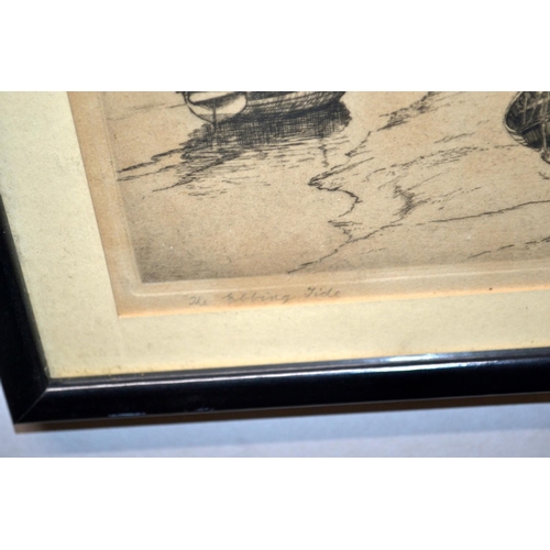 200 - Vintage etching - The Ebbing Tide - Harold Thornton