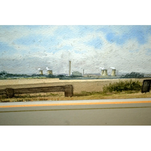 226 - Didcot Power Station from Wittenham Clumps - Watercolour by William Wilder