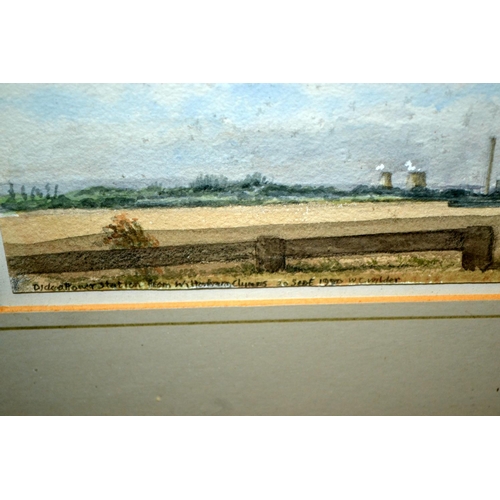 226 - Didcot Power Station from Wittenham Clumps - Watercolour by William Wilder