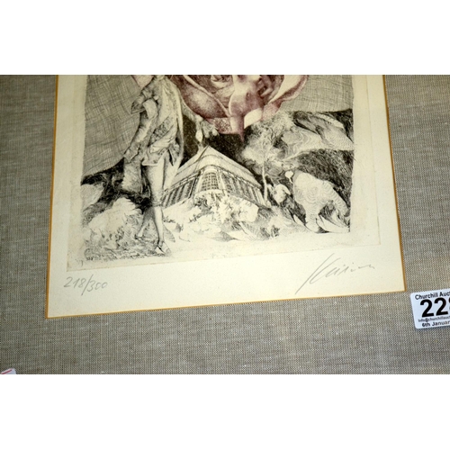 228 - An unusual signed abstract etching