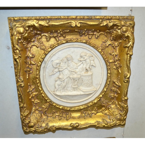 230 - 3 highly decorative classical style plaques in gilt frames