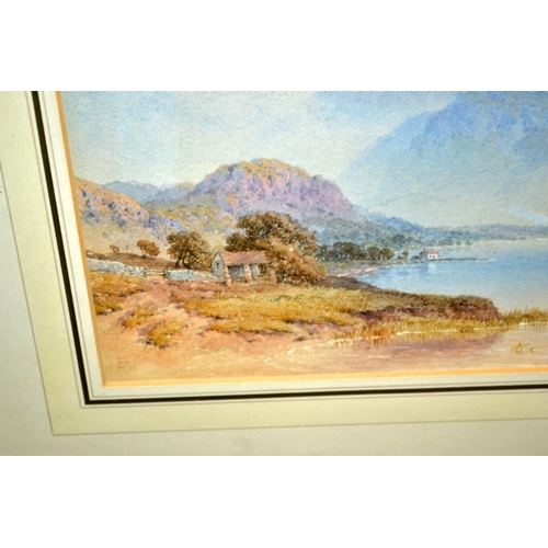 238 - An antique watercolour of a mountain and lake scene dated 1868 with initials