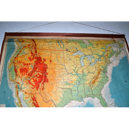 270 - An unusual and large vintage Japanese wall map of the USA