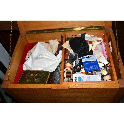 128 - Retro sewing cabinet and contents