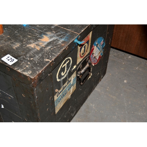 129 - Antique wooden shipping chest