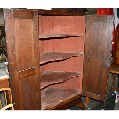 130 - Georgian Oak corner cupboard on stand